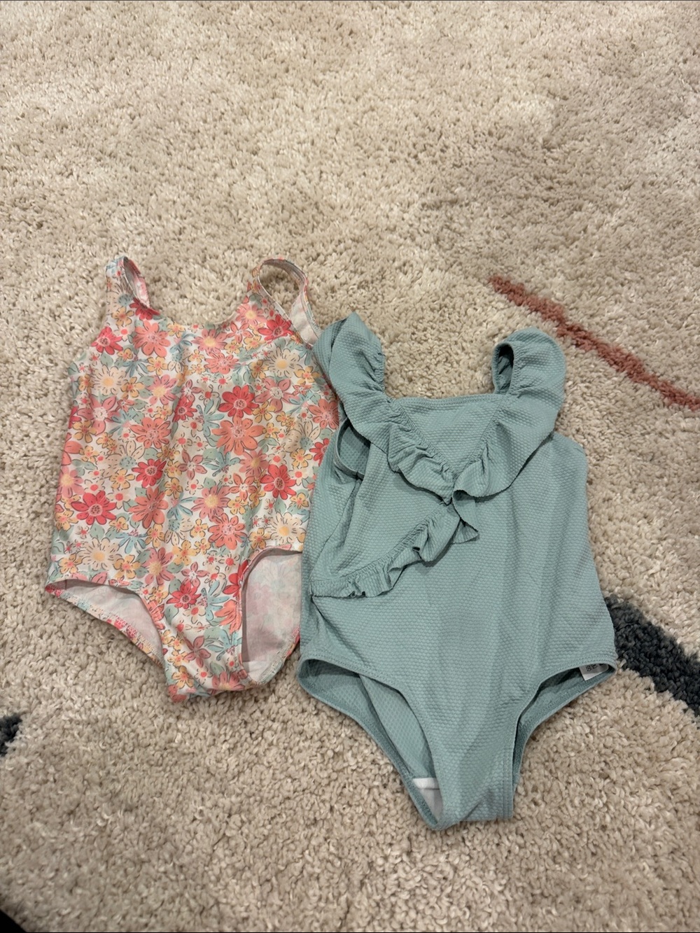 H&M Toddler Floral and Mint Ruffle One-Piece Swimsuit Set
